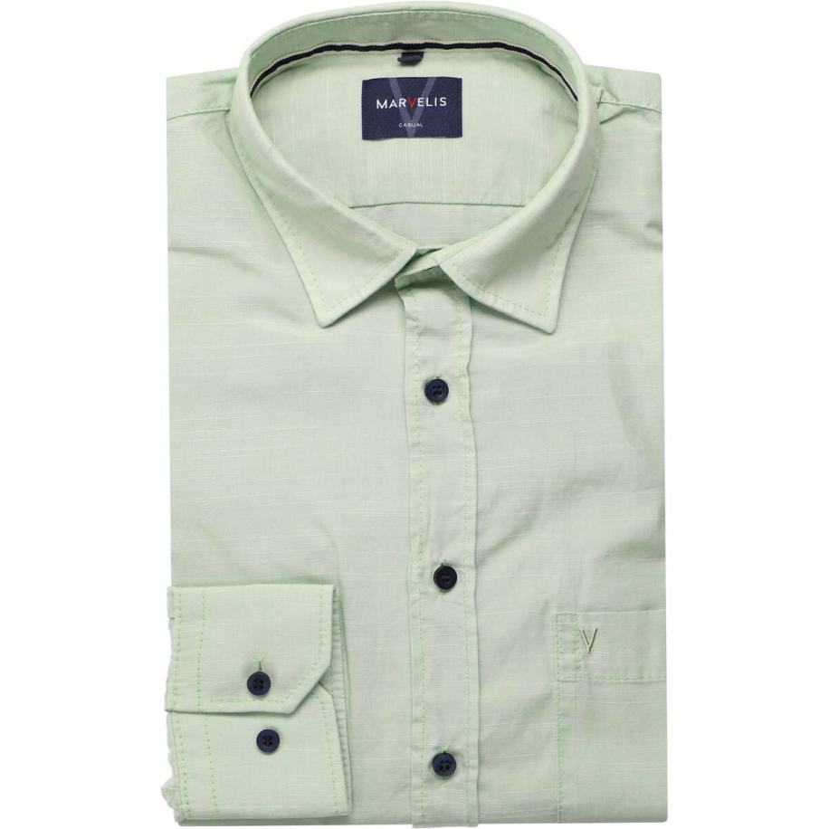Marvelis Casual Overhemd lichtgroen, Effen Groen