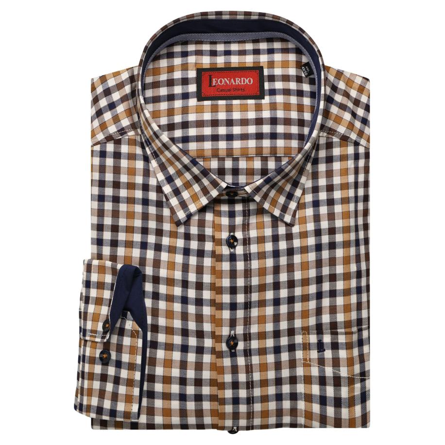 Leonardo by Jupiter Overhemd bruin, Ruit Bruin