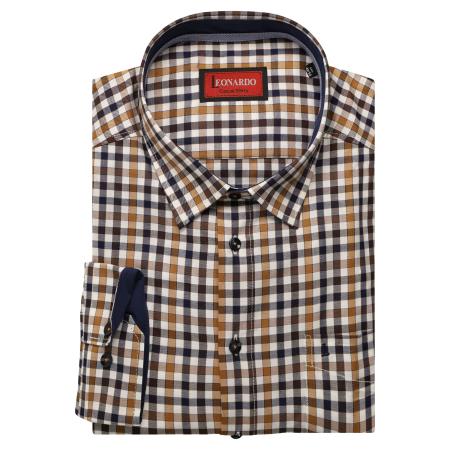 Leonardo by Jupiter Overhemd bruin, Ruit