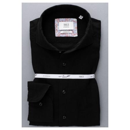 ETERNA 1863 Linnen Overhemd zwart, Effen
