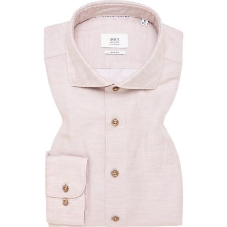 ETERNA 1863 Linnen Overhemd beige-bruin, Effen