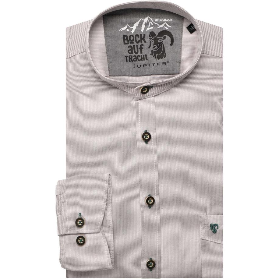 Jupiter Traditioneel overhemd zilver, Gestreept Zilver