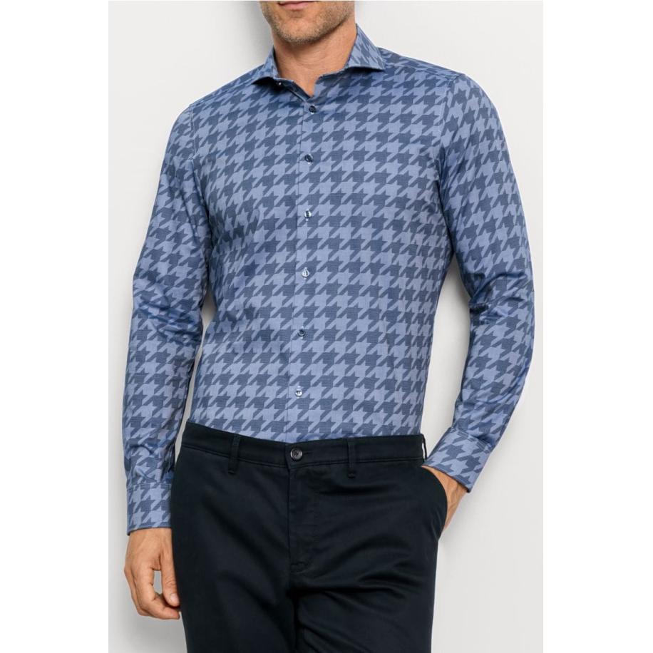 OLYMP Level Five Overhemd marine, Bedrukt Blauw