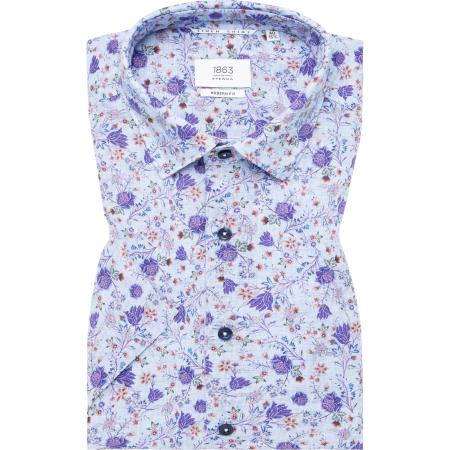 ETERNA 1863 Linnen Overhemd paars, Bedrukt