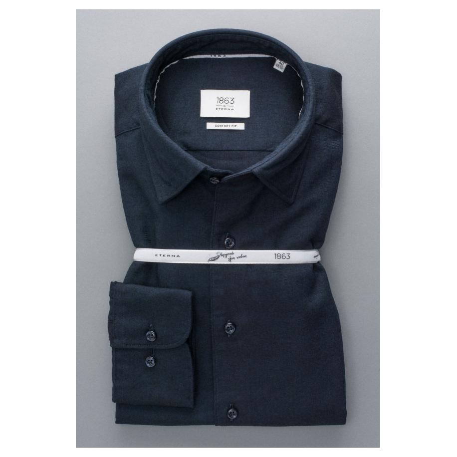 ETERNA 1863 Overhemd marine, Effen Blauw