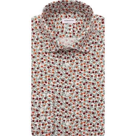 Seidensticker Overhemd oranje, Bloemen