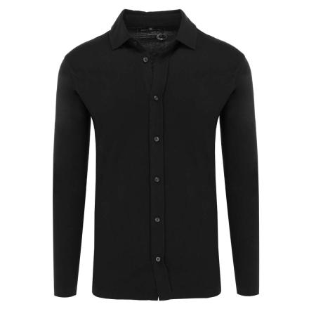 Marvelis Casual Poloshirt lange mouw zwart, Effen