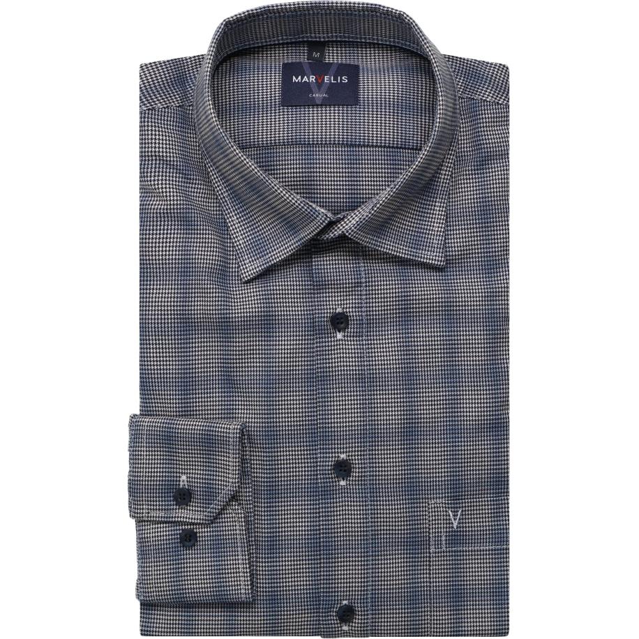 Marvelis Casual Overhemd blauw, Motief Blauw