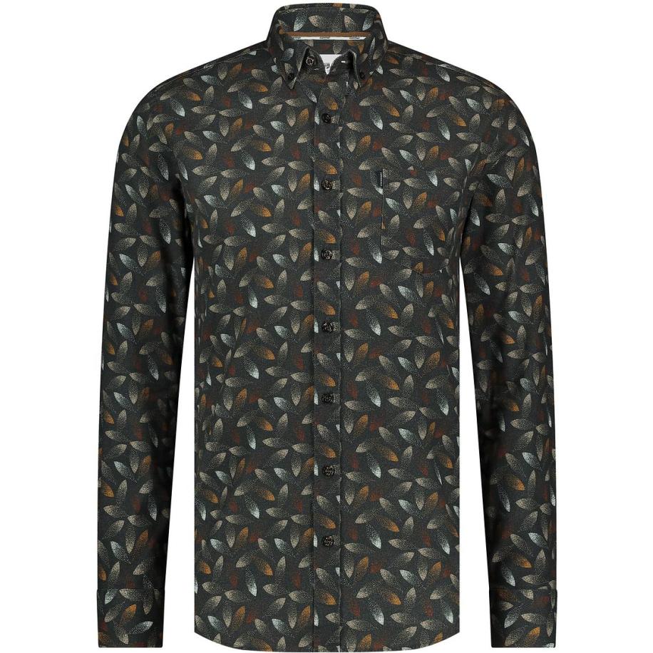 State Of Art Overhemd Print Antraciet Grijs