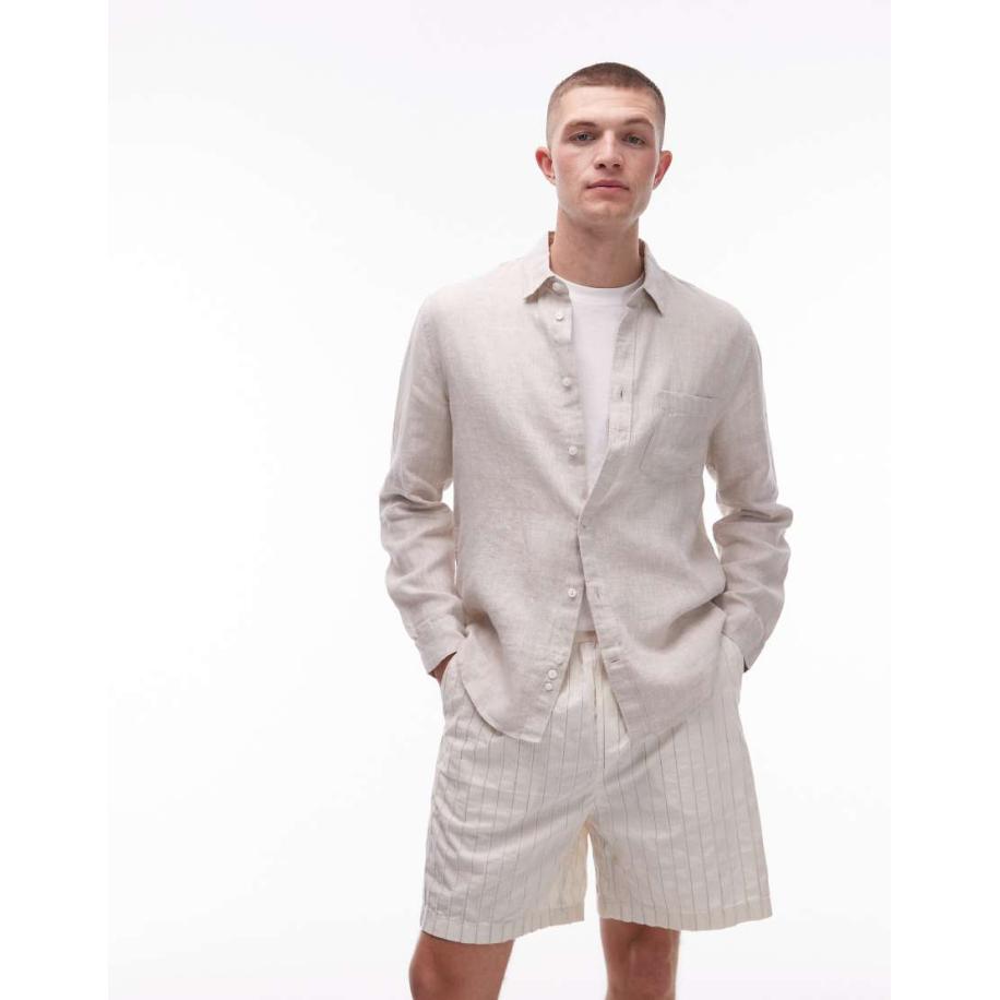 ARKET - Regular-fit linnen overhemd in beige-Neutraal Multicolor