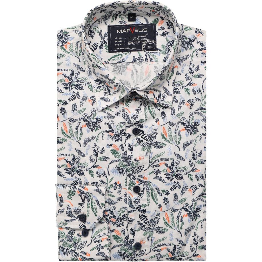 Marvelis Casual Overhemd wit, Bedrukt Wit