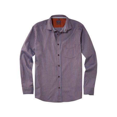 OLYMP Casual Overhemd bruin, Gestreept