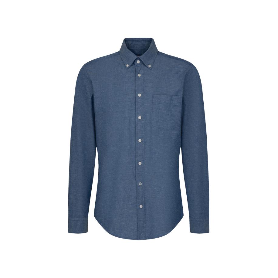 Seidensticker Linnen Overhemd blauw, Effen -
