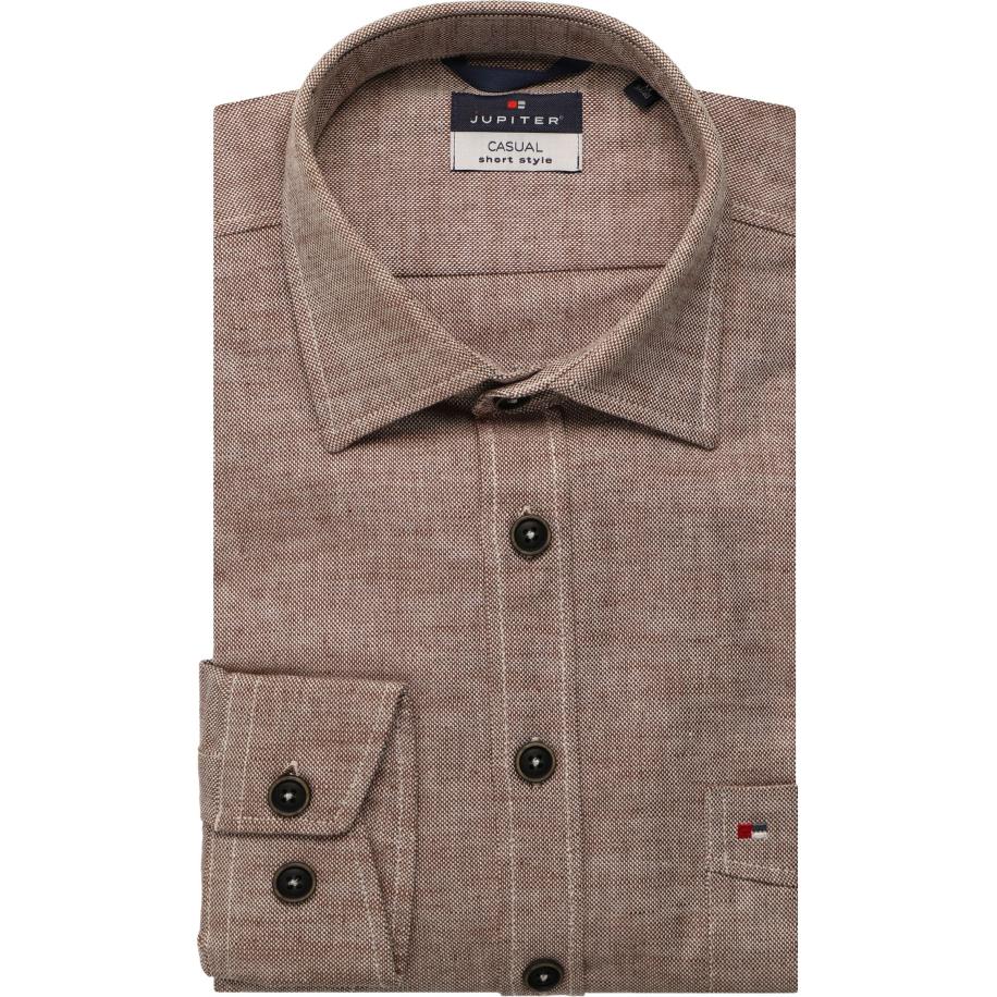 Jupiter Overhemd bruin, Effen Bruin