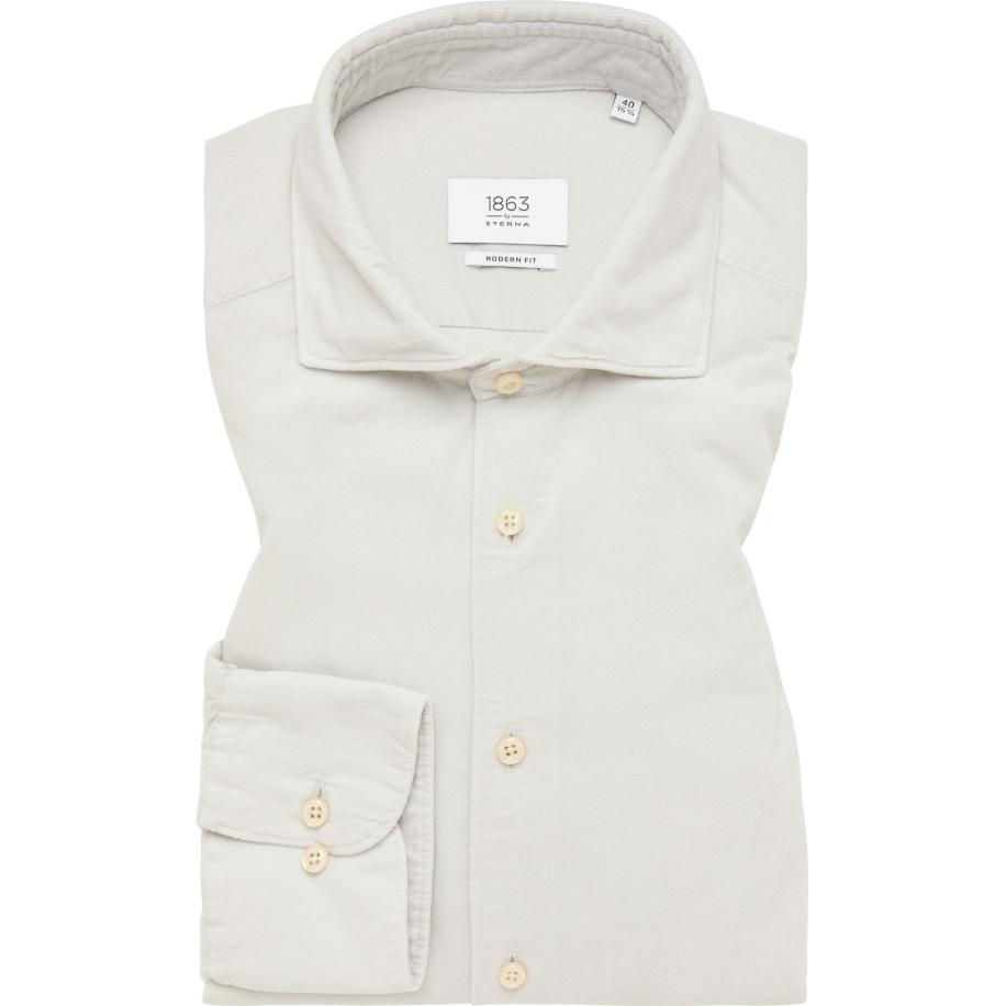 ETERNA 1863 ribfluwelen overhemd veelkleurig, Effen Wit