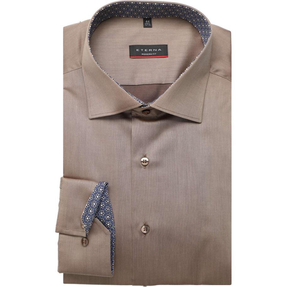 ETERNA Overhemd beige-bruin, Effen Bruin
