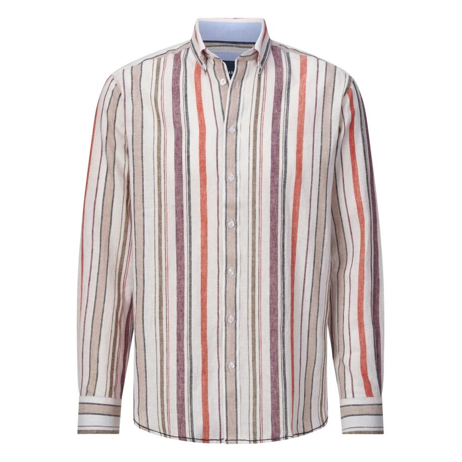 BABISTA Linnen Overhemd wit, Gestreept Wit