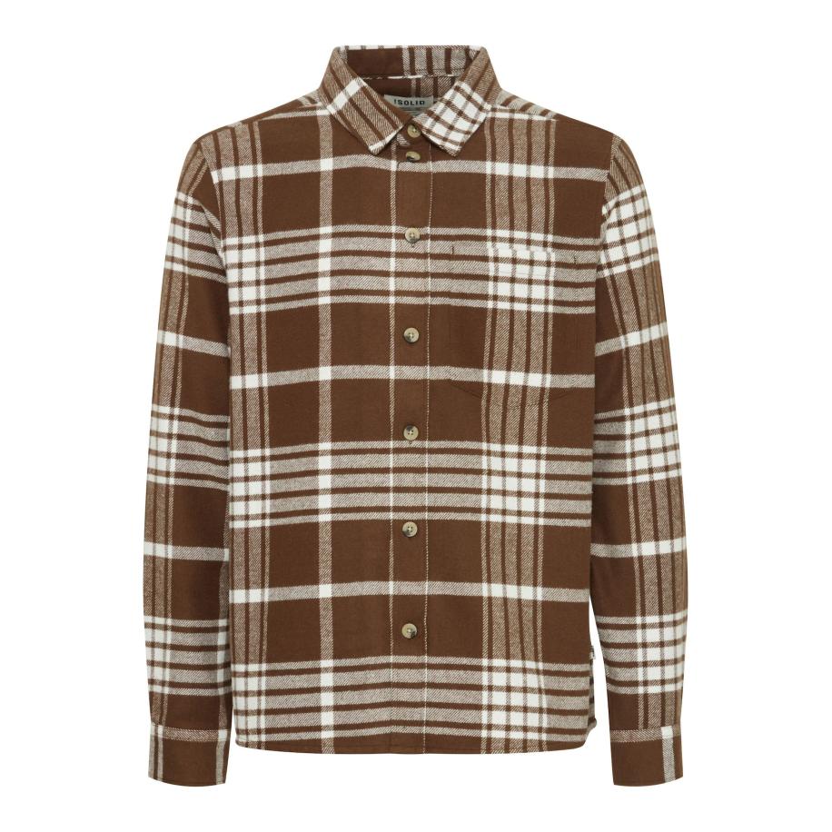 Solid !Solid Overhemd Nab donkerbruin / offwhite -