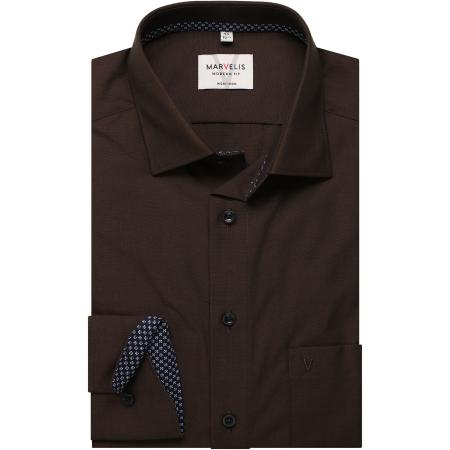 Marvelis Overhemd bruin, Effen