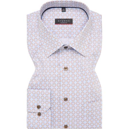 ETERNA Overhemd middenblauw, Bedrukt