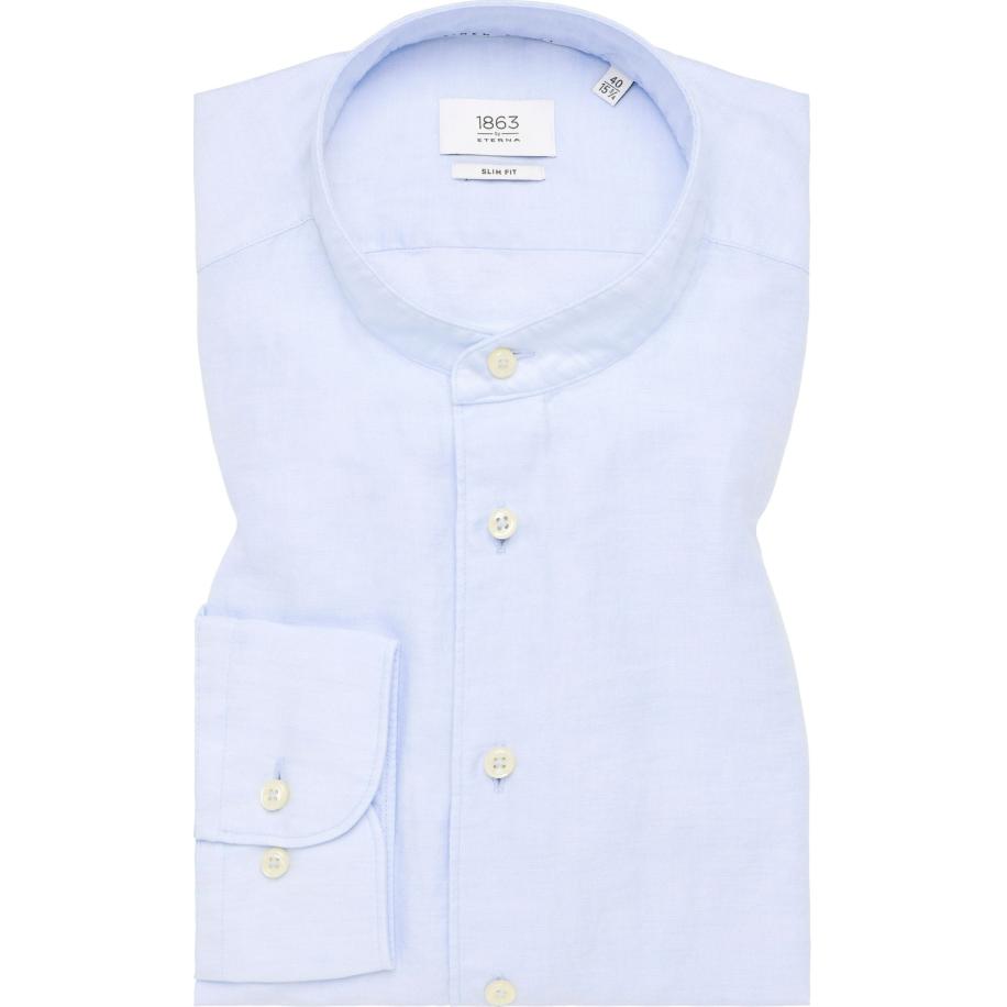 ETERNA 1863 Linnen Overhemd lichtblauw, Effen Blauw