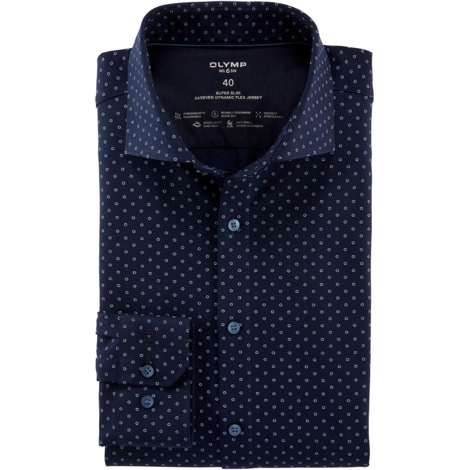 OLYMP No. Six 24/Seven Dynamic Flex Jersey shirt marine/blauw, Motief Blauw