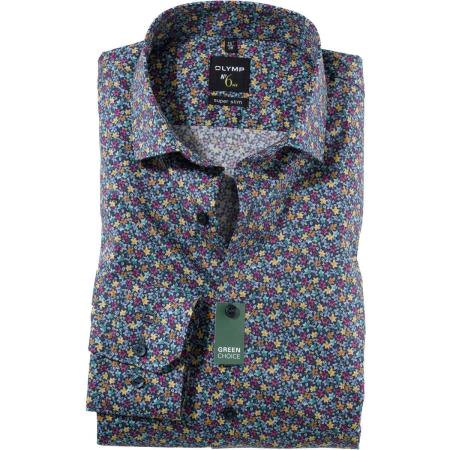 OLYMP No. Six Overhemd groen, Motief