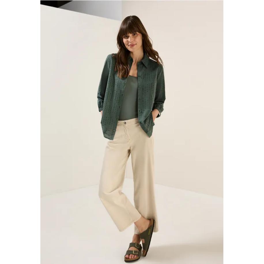 CECIL Overhemdblouse met oogjesborduursel Groen