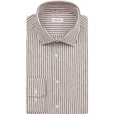 Seidensticker Linnen Overhemd donkergroen, Gestreept