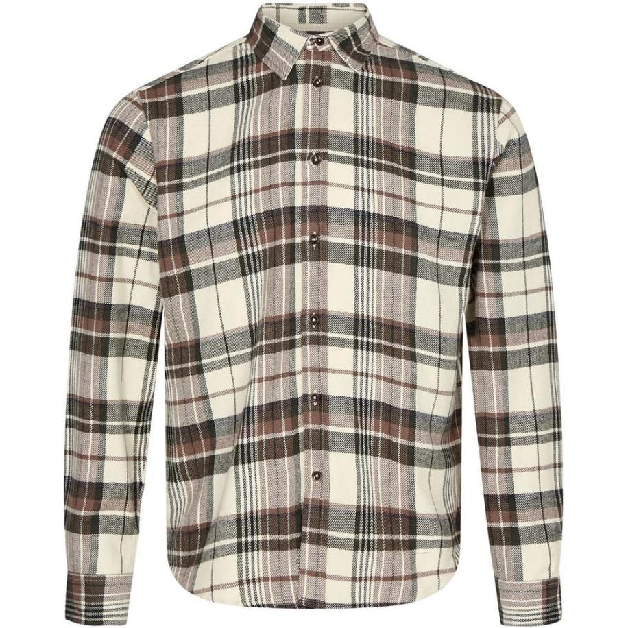 Anerkjendt Overhemd Louis Ruit Beige Bruin