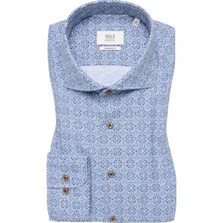 ETERNA 1863 Linnen Overhemd blauw, Bedrukt