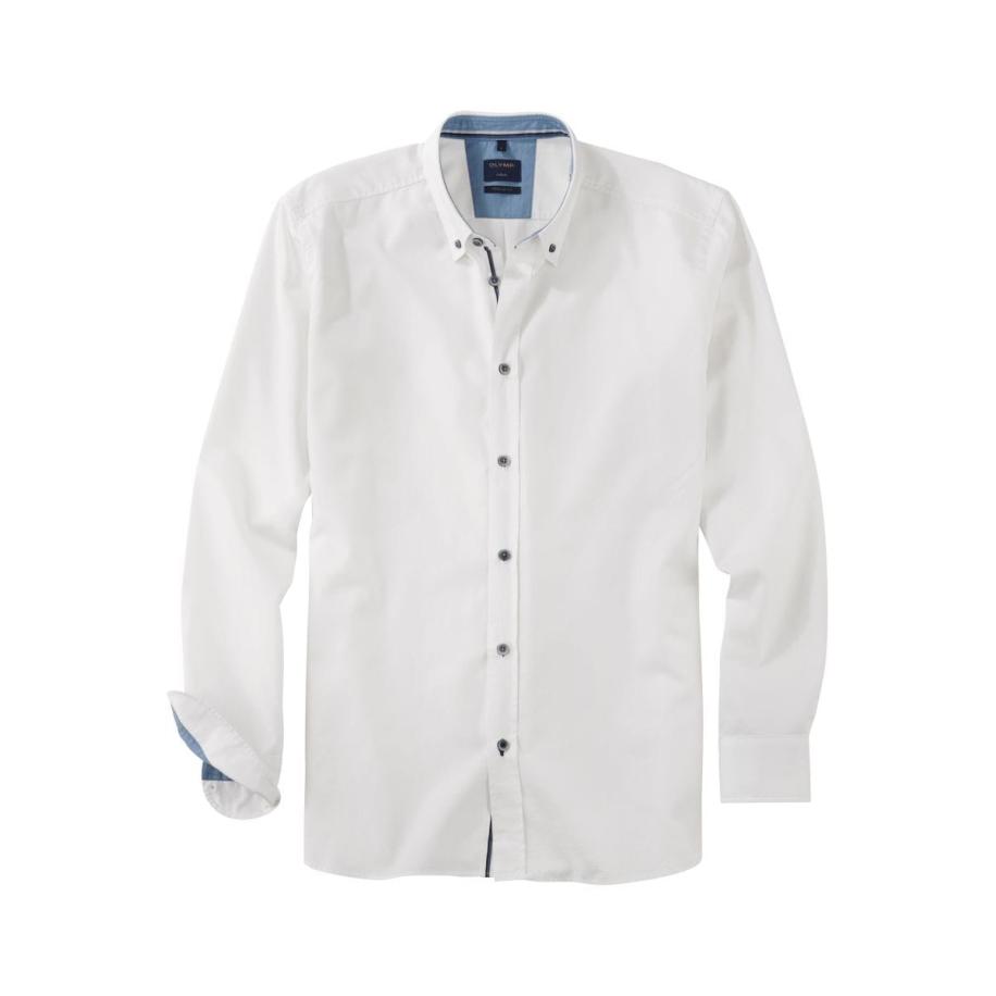 OLYMP Casual Overhemd wit, Faux-uni Wit