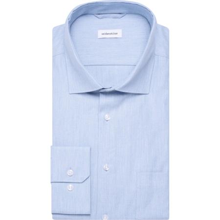 Seidensticker Flanellen Overhemd blauw, Effen