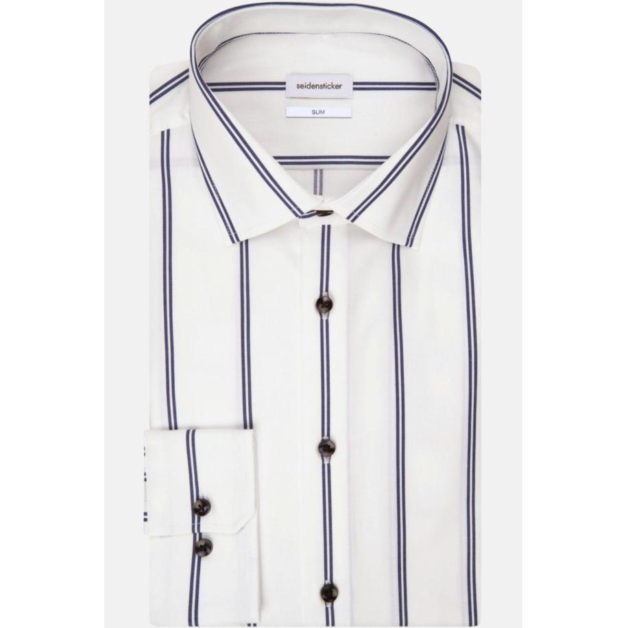 Seidensticker Overhemd wit, Gestreept Wit