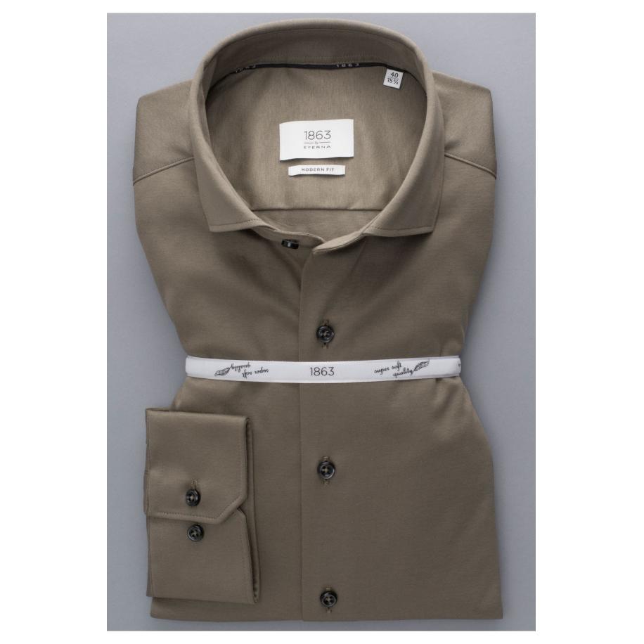 ETERNA 1863 Jersey shirt bruin, Effen Bruin