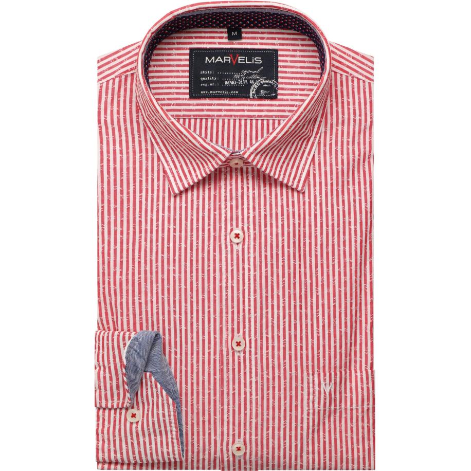 Marvelis Casual Overhemd rood, Gestreept Rood