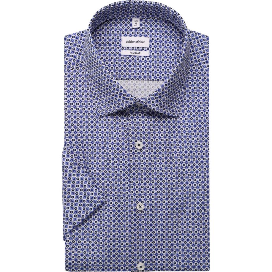 Seidensticker Overhemd Korte mouw middenblauw Blauw