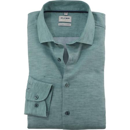 OLYMP Level Five Garment Washed Linnen Overhemd groen, Faux-uni