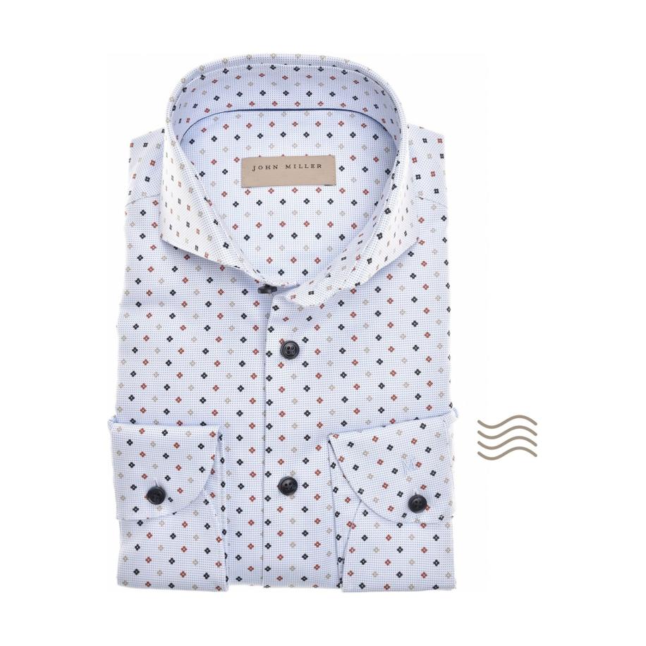John Miller Overhemd blauw, Stippen Blauw