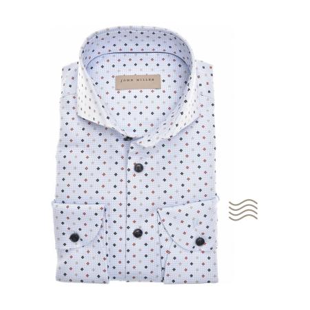 John Miller Overhemd blauw, Stippen