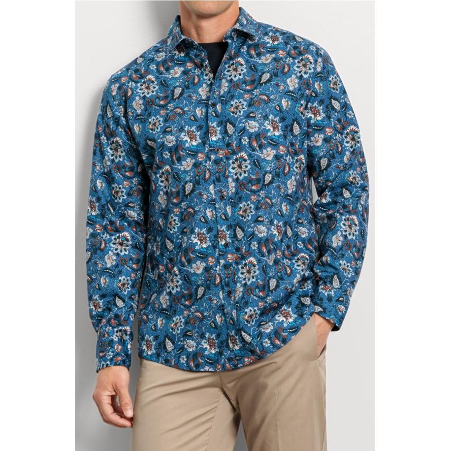 OLYMP Casual Overhemd marine, Bedrukt Blauw