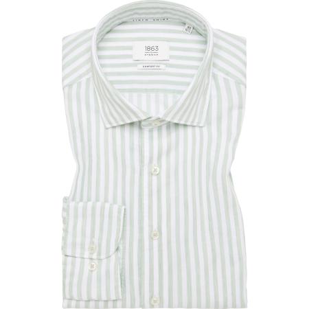 ETERNA 1863 Linnen Overhemd groen, Gestreept