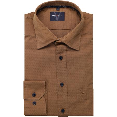 Marvelis Casual Overhemd bruin, Effen