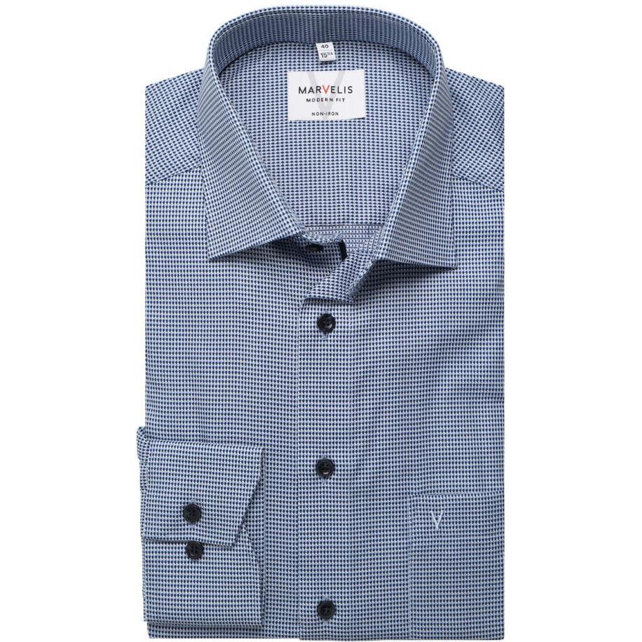 Marvelis Overhemd marine, Faux-uni Blauw