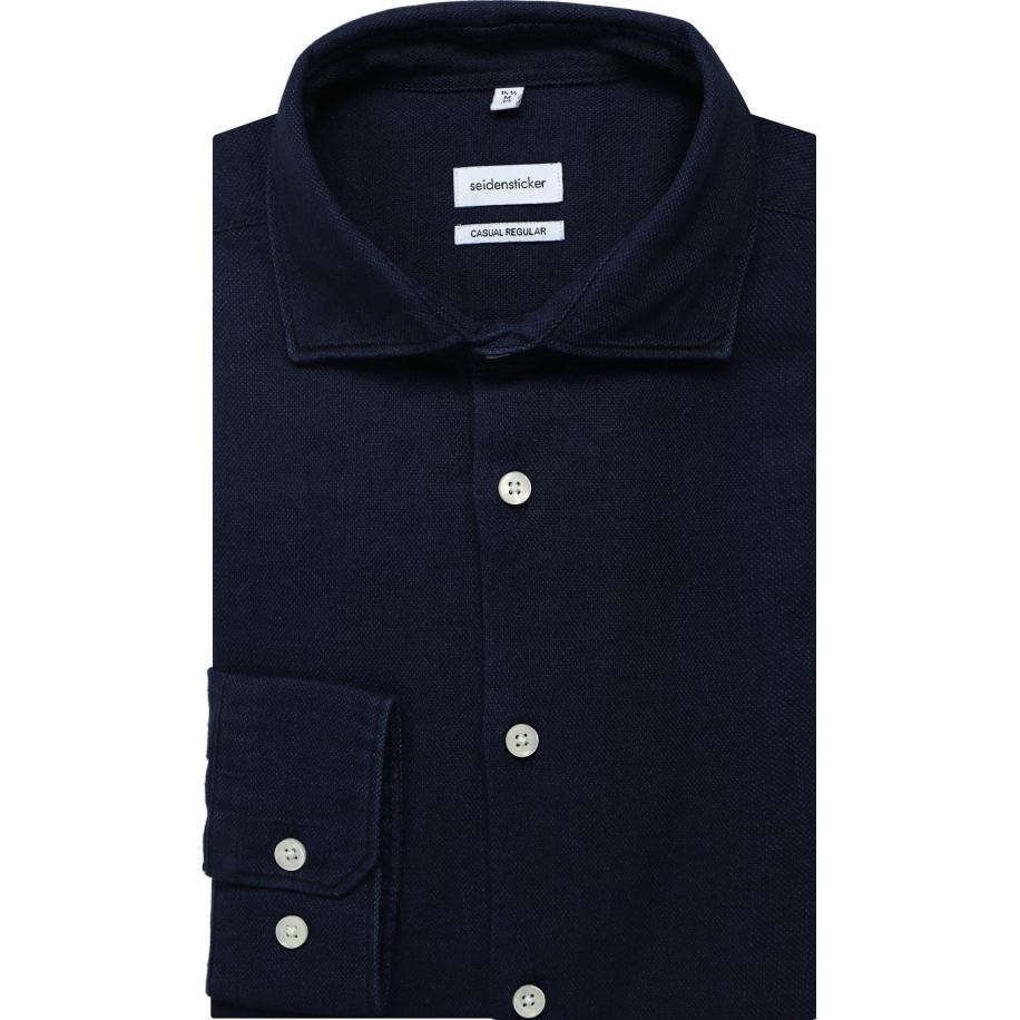 Seidensticker Overhemd donkerblauw, Effen Blauw