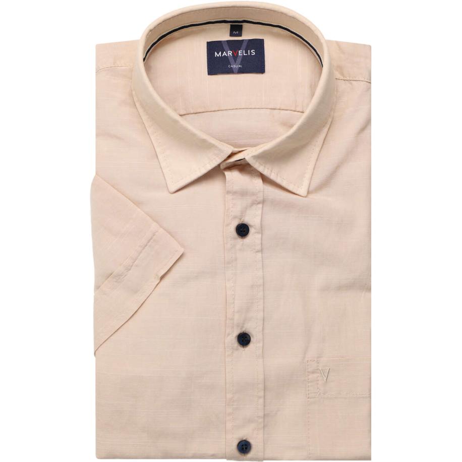 Marvelis Casual Overhemd Korte mouw natuurlijk Bruin