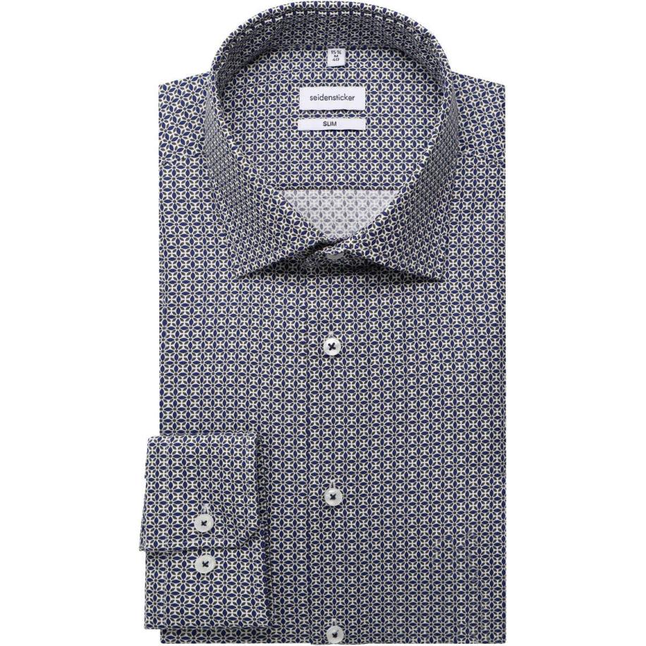 Seidensticker Overhemd donkergroen, Bedrukt Groen