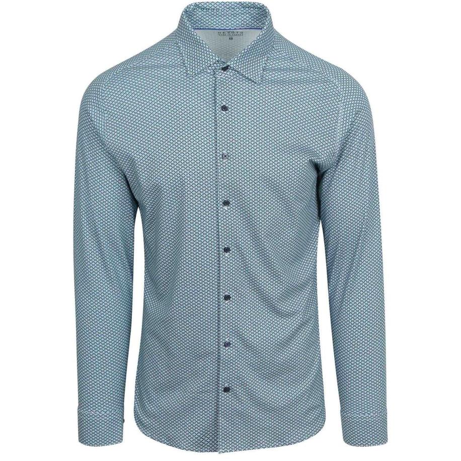 Desoto Overhemd Print Bloem Blauw Groen Groen