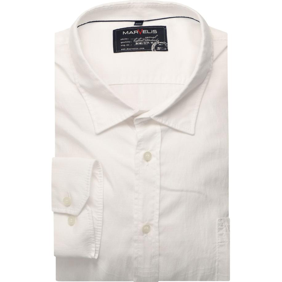 Marvelis Casual Overhemd wit, Effen Wit