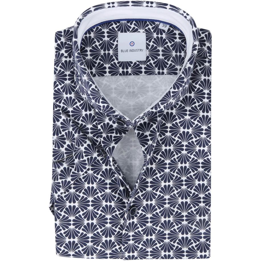 Blue Industry Overhemd Short Sleeve Navy Blauw